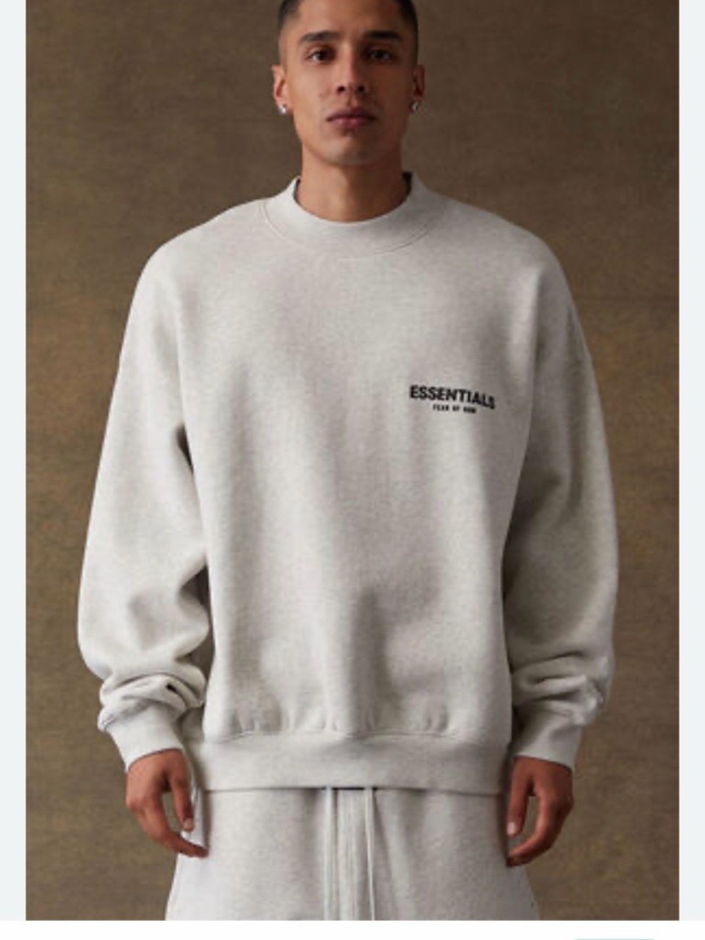 Essentials Light Gray Men’s Crewneck Sweatshirt